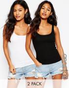 Asos Tall The Ultimate Rib Vest 2 Pack Save 15%