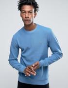 Farah Ashcroft Crew Sweat Waffle Slim Fit In Blue - Blue