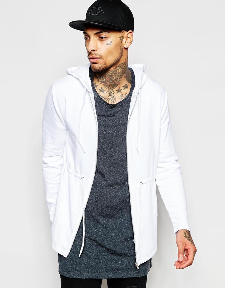 Asos Jersey Parka Jacket In White - White