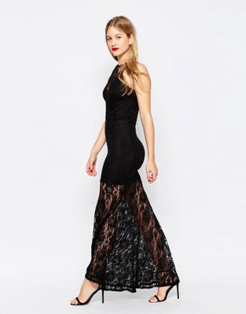 Honor Gold Lace Maxi Dress - Black