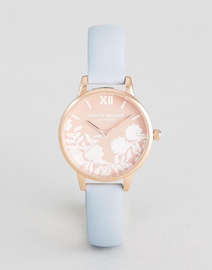 Olivia Burton Ob16mv71 Lace Detail Leather Watch In Blue - Blue