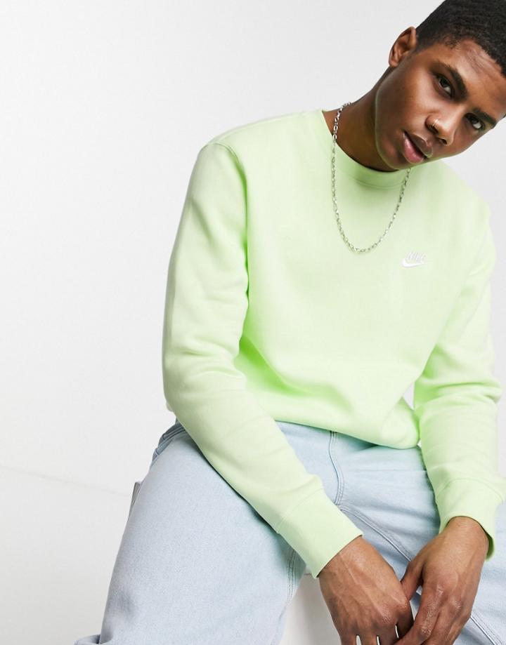 Nike Club Crew Neck Sweatshirt In Lime-green