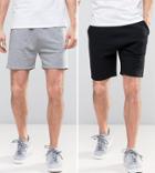 Asos Skinny Jersey Shorts 2 Pack Gray Marl/black Save - Multi
