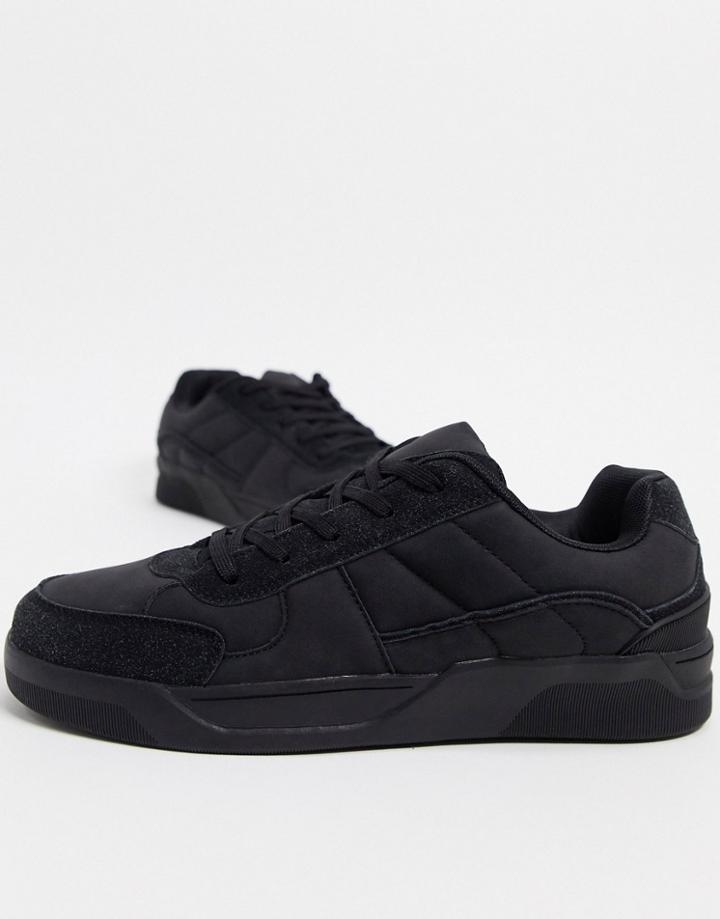 Asos Design Sneakers With Padded Tongue In Washed Black-blues
