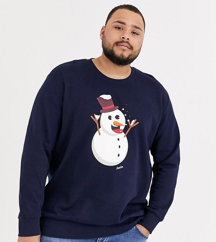 Jack & Jones Originals Holidays Santa Graphic Sweat In Navy