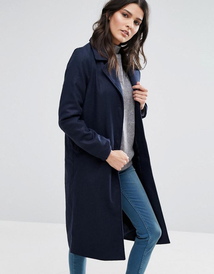 Brave Soul Long Coat - Navy