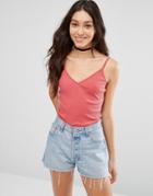 Asos The Strappy Rib Cami - Red