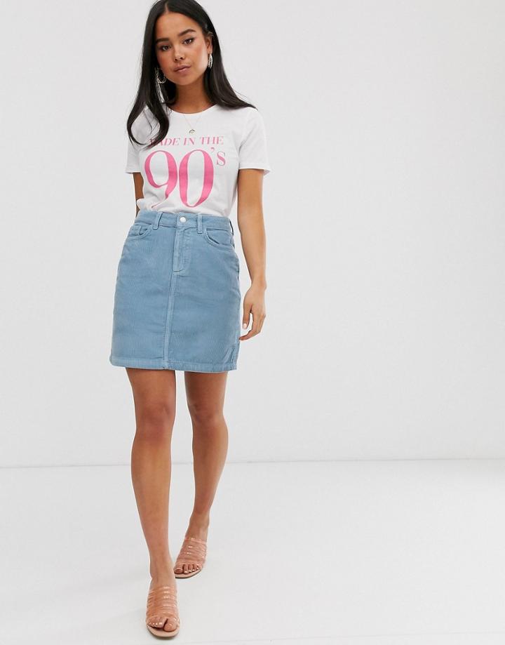 New Look Pocket Detail Cord Skirt In Blue