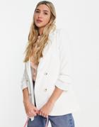 Miss Selfridge Double Breasted Blazer In Ivory-white