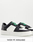 Asos Design Faux Leather Retro Sneakers In Black/white