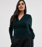 Oasis Curve Wrap Top In Green - Green