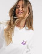 Quiksilver Mid Sleeve Cropped T-shirt In White-blues
