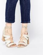 Asos Talk Show Lace Up Sandals - Off White