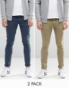 Asos 2 Pack Super Skinny Jeans Save - Multi