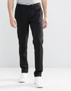 Asos Skinny Pant In Black Jersey With Turn Up - Black