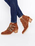 Asos Ryder Suede Buckle Ankle Boots - Brown