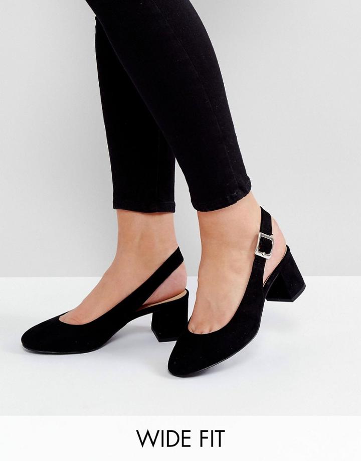 New Look Wide Fit Sling Back Block Heeled Shoe - Black