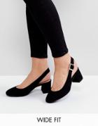 New Look Wide Fit Sling Back Block Heeled Shoe - Black