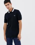Fred Perry Bold Tipped Pique Polo In Black - Black
