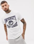 Pull & Bear Varsity Print T-shirt In White - White