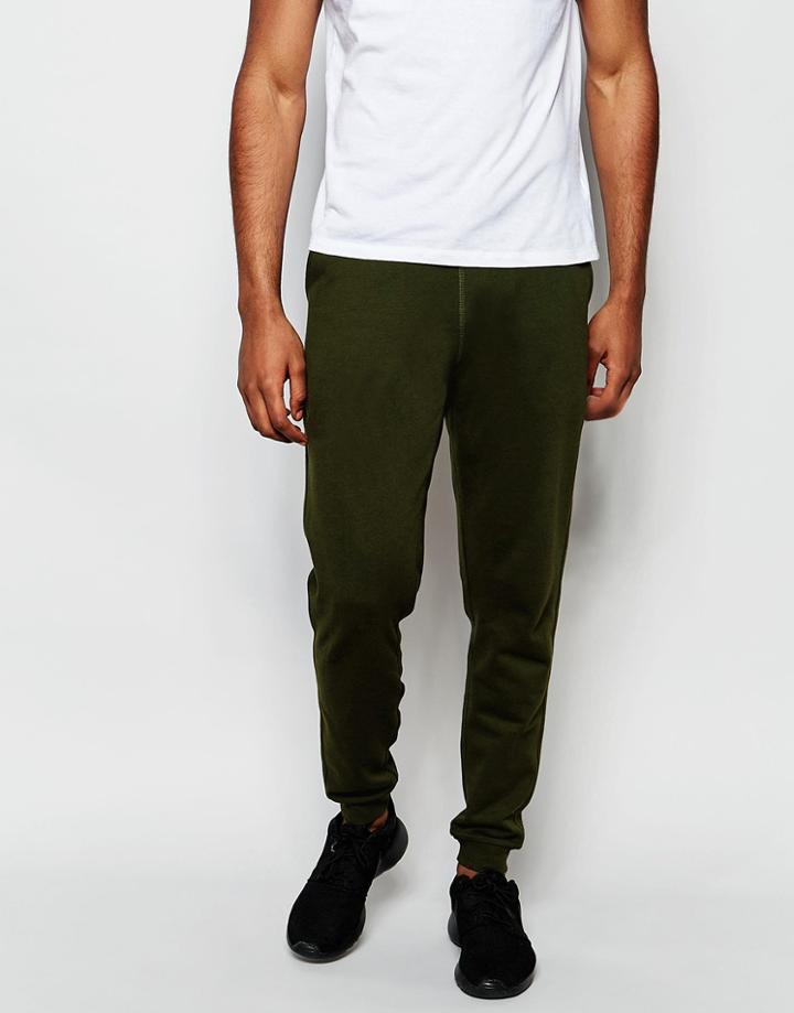 Asos Skinny Jogger In Dark Khaki - Dark Forest Night