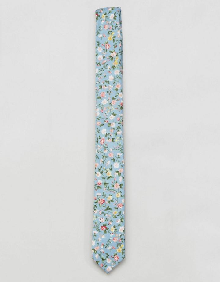 Asos Tie In Ditzy Floral Design - Blue