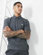 Fred Perry Embroidered Panel Polo In Dark Gray