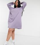Asos Design Curve Oversized Long Sleeve T-shirt Dress In Purple Ash