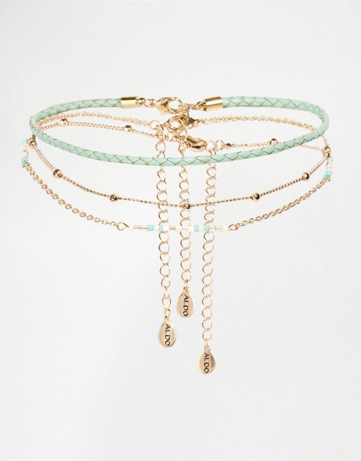 Aldo Pedia Multirow Choker Necklaces - Gold