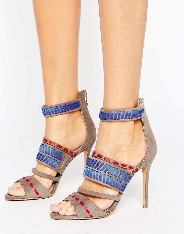 Forever Unique Adaline Patterned Heeled Sandal - Beige