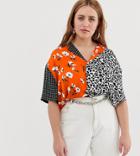 Collusion Plus Revere Shirt In Mixed Print - Multi
