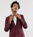 Heart & Dagger Skinny Fit Suit Jacket With Satin Lapel In Red - Red