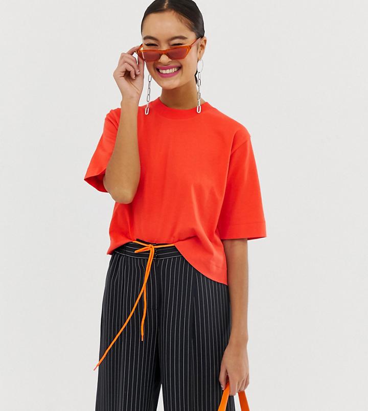 Collusion Boxy Short Sleeve T-shirt In Red - Red