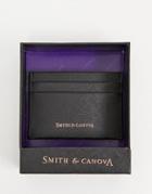 Smith & Canova Leather Etched Card Holder - Black