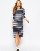 Asos Knitted Stripe Midi Dress - Multi