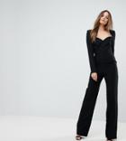 Asos Tall Tailored Sweetheart Neck Jumpsuit With Shoulder Pads - Black
