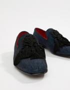 Jeffery West Jung Tassel Loafers In Navy Texture - Navy