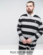 Loyalty And Faith Plus Bold Stripe Rugby Shirt - Black