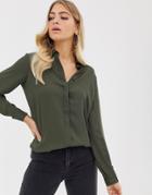 Asos Design Soft Long Sleeve Shirt-green