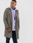 Asos Design Double Breasted Trench With Quilted Lining - Beige