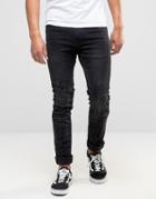 Blend Cirrus Skinny Biker Jeans In Washed Black - Black