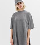 Collusion Oversized T-shirt With Side Splits - Gray