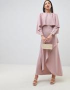 Asos Design Crop Top Kimono Satin Maxi Dress With Split Skirt-pink