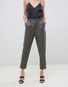 Asos White Elastic Waist Pu Pants-green