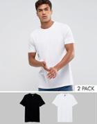 Asos Longline T-shirt With Crew Neck 2 Pack Save - Multi