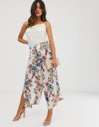 Unique21 Floral Side Split Culottes-multi