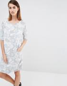 Selected Tunni Dress In Lunar Rock Print - Gray