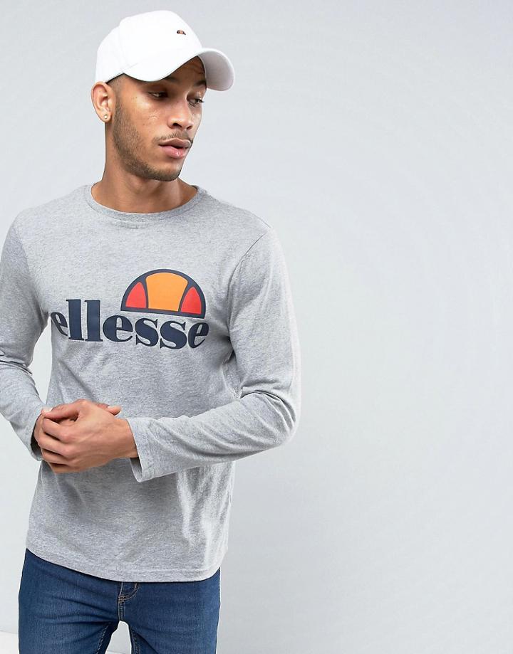 Ellesse Long Sleeve T-shirt With Classic Logo In Gray - Gray