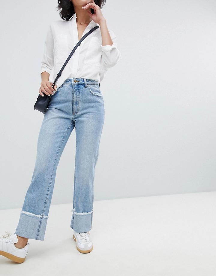 Rolla's Original Straight Jean With Turn Up Hems-blue