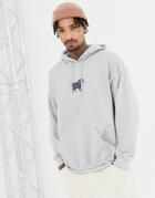 New Love Club Embroidered Sheep Hoodie - Gray
